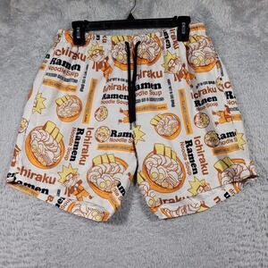 Naruto Shippuden Ichiraku Ramen Swim Trunks Mens Medium White Orange Anime
